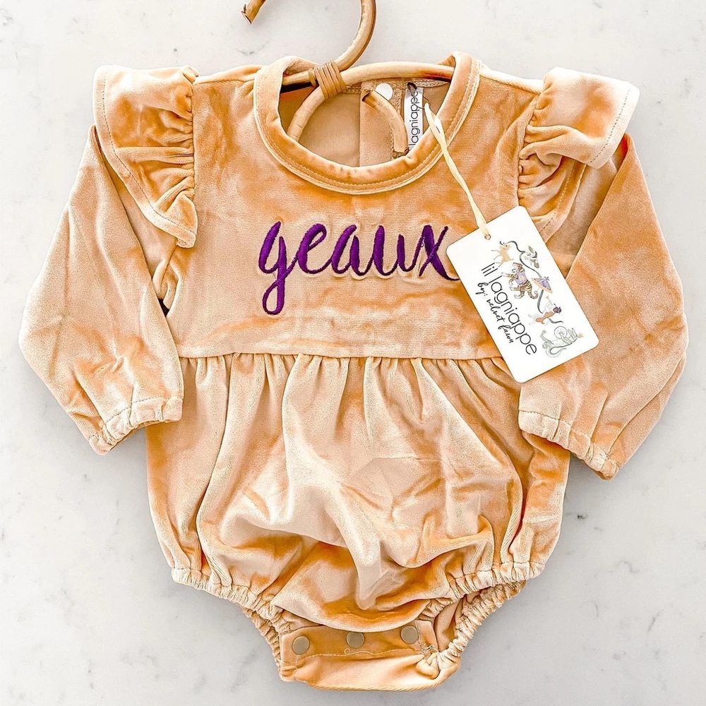 Baby girl LSU Velvet Fawn Bubble NWT
